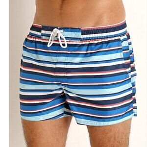 2(x)ist Ibiza Swim Shorts Multi Stripe Varsity Navy NWT - XL